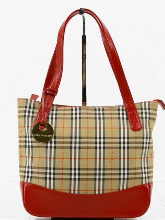 Burberry Handbags - Burberrys Nova Check Tote Bag Canvas Leather Beige Gold Authentic